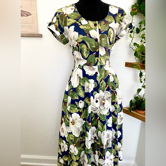 Vintage Dresses & Skirts - -sold- Carole Anderson Vintage 80s Floral Midi Dress